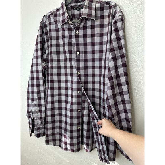 Banana Republic Men's Camden Fit Purple & White Plaid Button Shirt XL - Picture 5 of 14